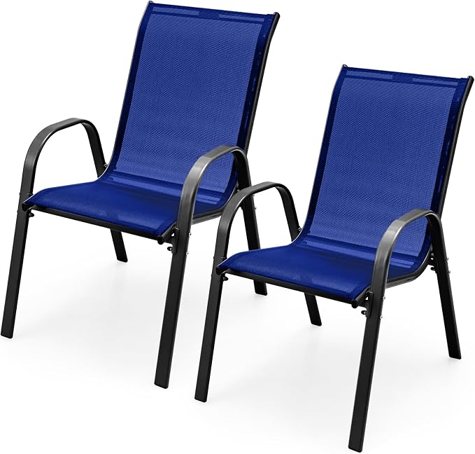 COSTWAY Patio Stackable Dining Chairs Set of 2 by COSTWAY
