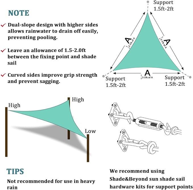 Shade&Beyond Custom Sun Shade Sail 19'x19'x19'TriangleSun Sail Shades Patio UV - Image 6
