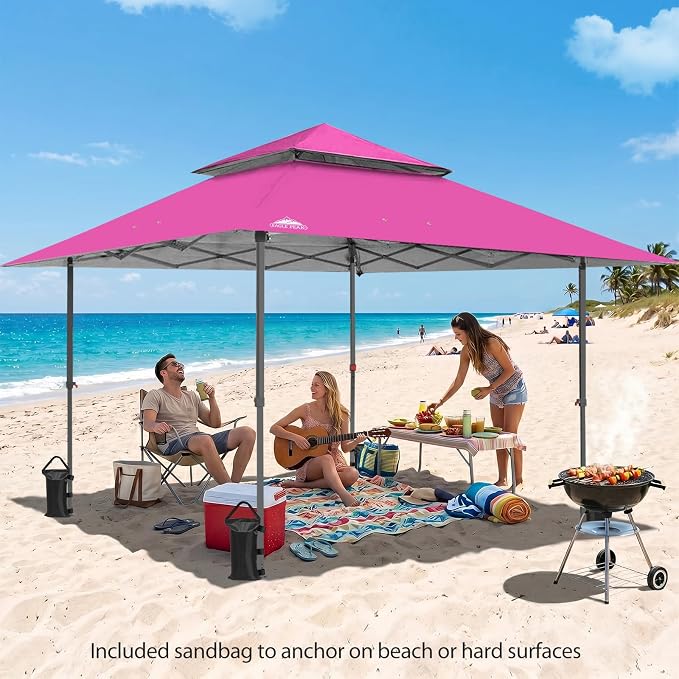 EAGLE PEAK 13x13 Pop Up Canopy Tent, Auto Extended Eaves, Light Pink | Easy - Image 8
