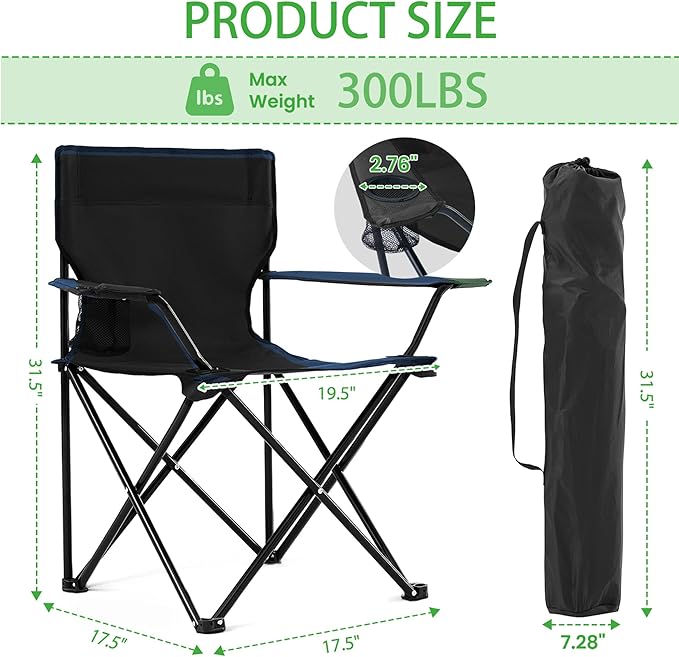 2 Pack Lightweight Folding Camping Chairs, Outdoor Lawn Beach Chair - Image 3