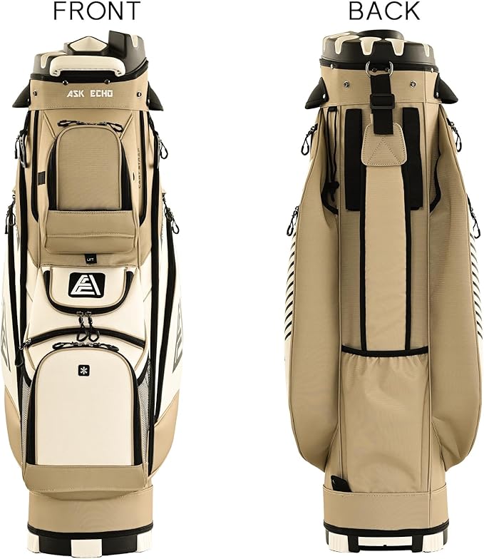ASK ECHO T-Lock Golf Cart Bag with 14 Way Organizer Divider Top, Premium Cart Bag with Handles and Rain Cover, for Men