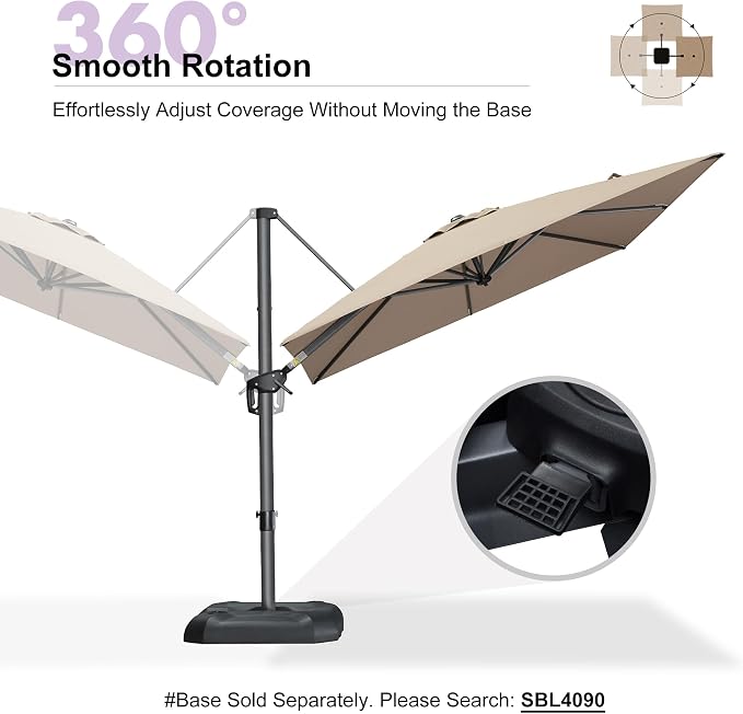 PURPLE LEAF Outdoor Umbrella 8' x 8' Square Premium Sun Protection Tapue | - Image 6