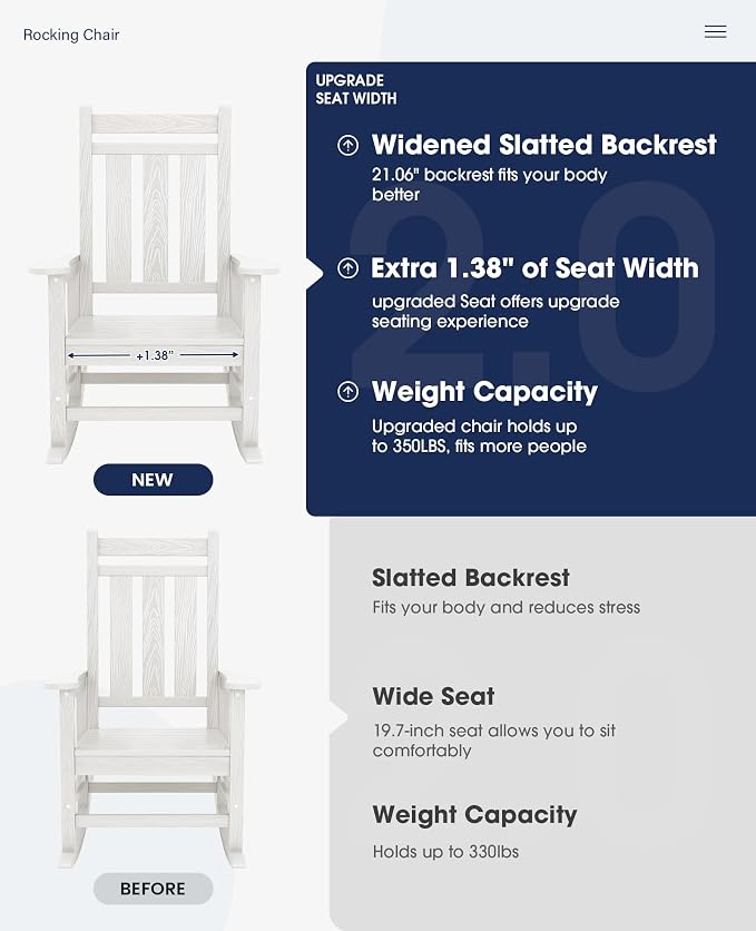 Oversized Outdoor Rocking Chair, HDPE Patio Rockers - Image 4