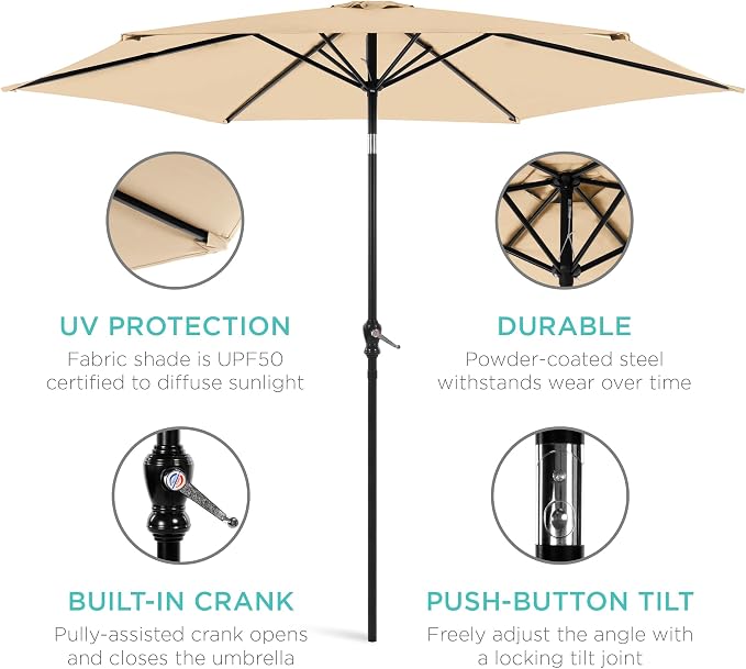 Best Choice Products 10ft Outdoor Patio Umbrella, Outdoor Table Umbrella - Image 5