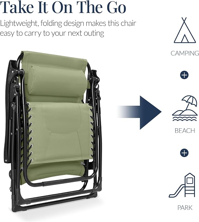 Best Choice Products Oversized Padded Zero Gravity Chair, Folding Outdoor Patio - Image 5