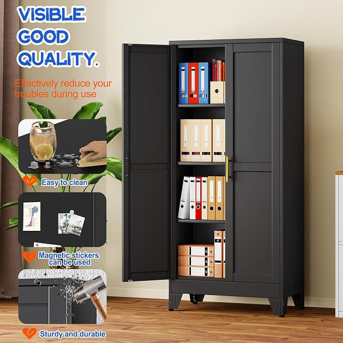 GAIOUS 61''Tall Metal Garage Storage Cabinet, File Cabinet - Image 4