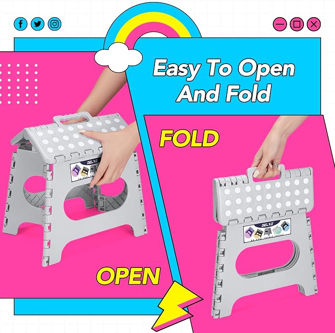Delxo Folding Step Stool 11 Inch, 300 Lbs Step Stool - Image 4