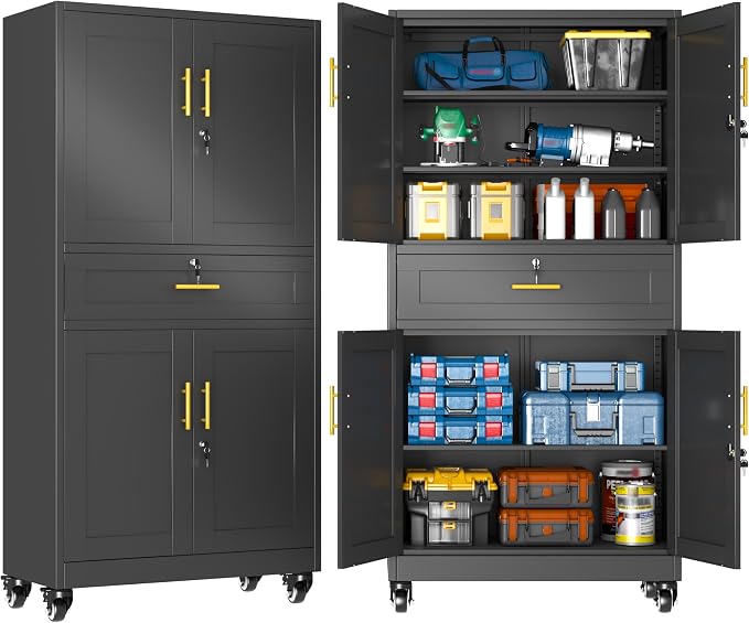GAIOUS 74” Tall Metal Garage Storage Cabinet by GAIOUS