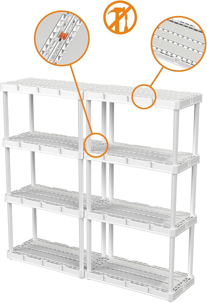 Gracious Living 4-Shelf Unit, Plastic Storage Shelves and Rack, Knect-A-Shelf - Image 8