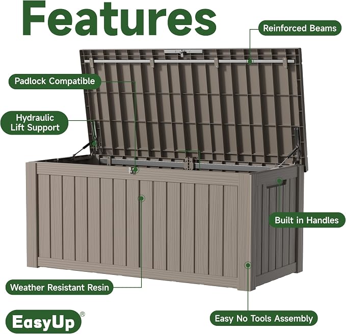 150 Gal Outdoor Storage Box Waterproof UV-Resistant Deck Box | Resin storage bin - Image 3