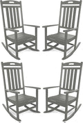 Outdoor Rocking Chair Set of 4, All-Weather Resistant Poly Lumber Rocker Chair by Adiromoti