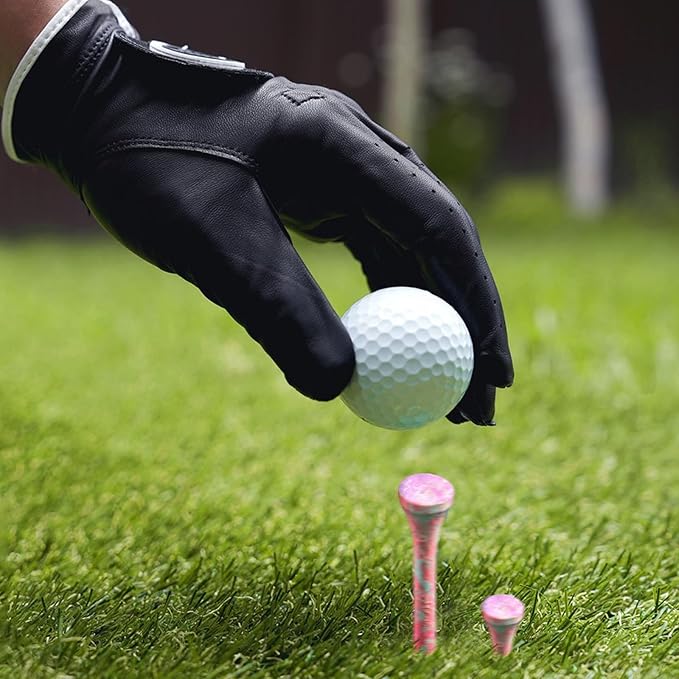 Golf Tees Styllish Bamboo Wooden Coloured Painted 50 Pack, 2 3/4 or 3 1/4 Inch Tee with 10 More Short 1 1/2 Inch Driving Range Tees, Enhanced Visibility Pink Green for Men Women