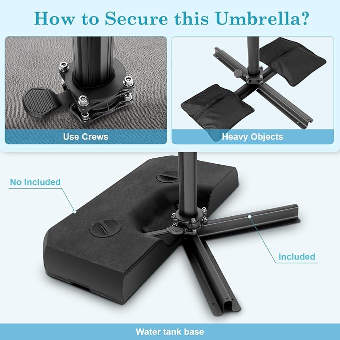 HOTEEL 10x10ft Patio Umbrella Cantilever Umbrella Double Top - Image 8