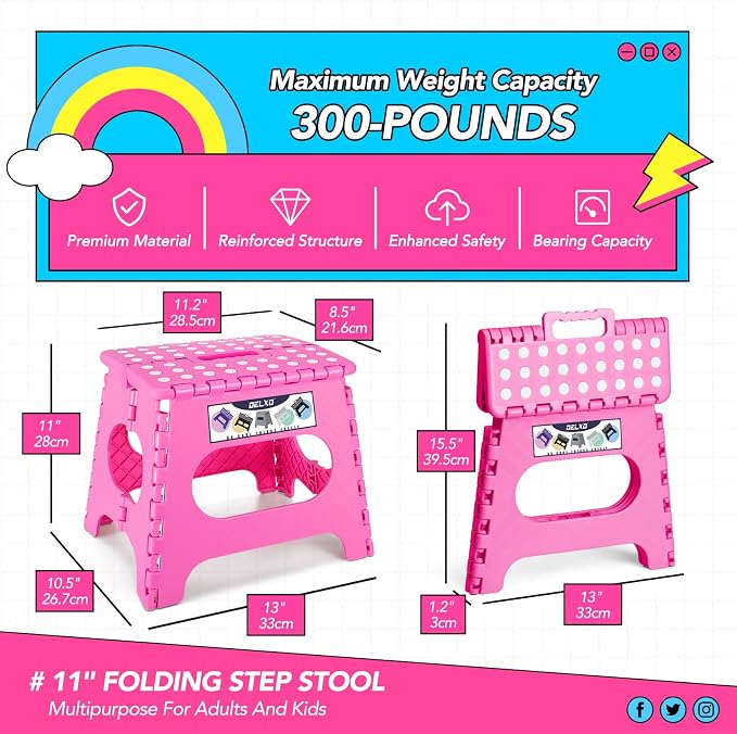 Delxo Folding Step Stool 11 Inch, 300 Lbs Step Stool - Image 5