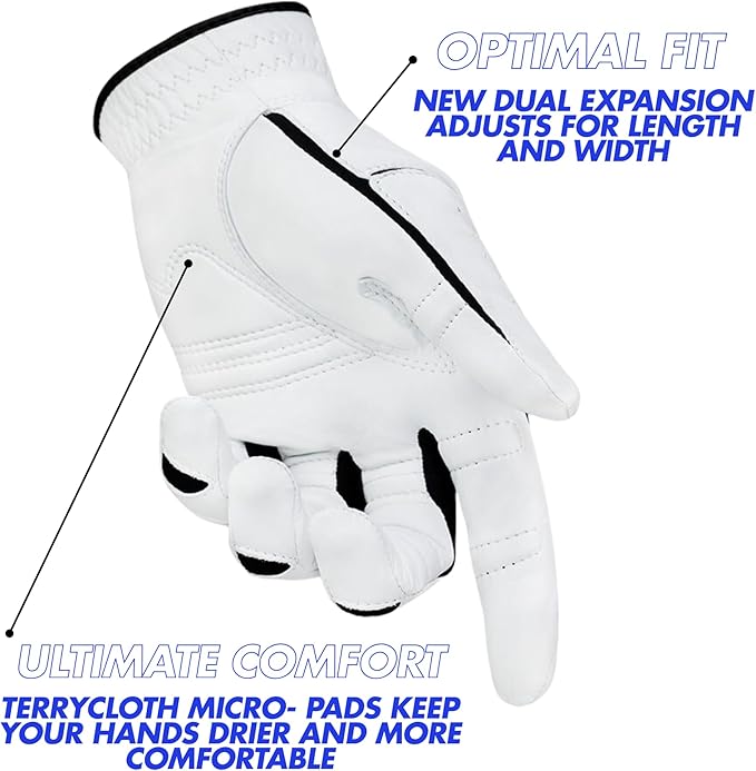 Bionic Men's StableGrip 2.0 Grey Golf Glove - Made from Premium Cabretta Leather