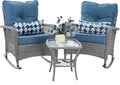 Patio Furniture Set 3 Pieces, Wicker Outdoor Rocking Bistro Set, Backyard or by VonzoyHome