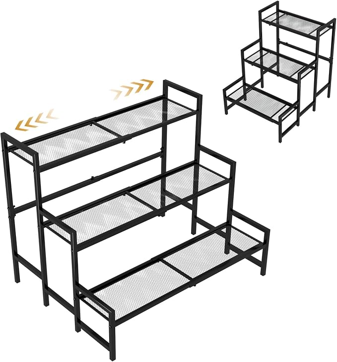 3-Tier Expandable Metal Plant Stand, Adjustable Stair Rack | Expandable 3-tier by Garden4you