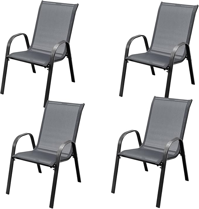 MEDIMALL Patio Chairs, Stackable Patio Chairs Set of 4, Outdoor Dining Chairs by MEDIMALL
