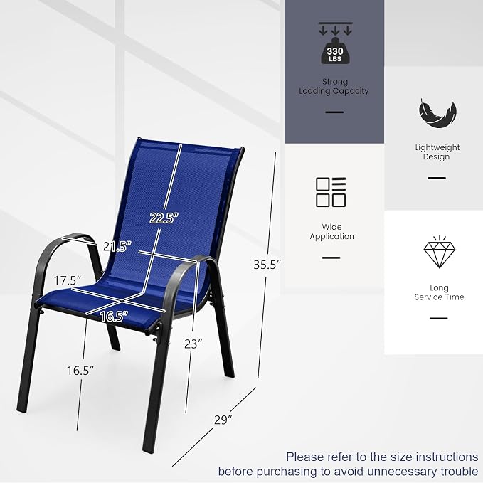 MEDIMALL Patio Chairs, Stackable Patio Chairs Set of 4, Outdoor Dining Chairs - Image 3
