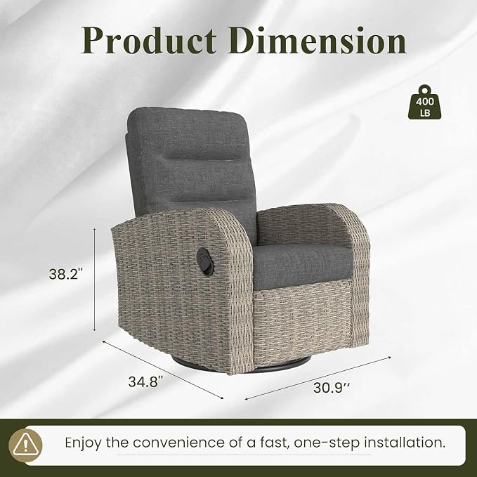 Oversized Wicker Outdoor Swivel Glider Recliner - Image 2
