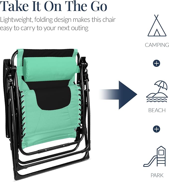 Best Choice Products Oversized Padded Zero Gravity Chair, Folding Outdoor Patio - Image 6