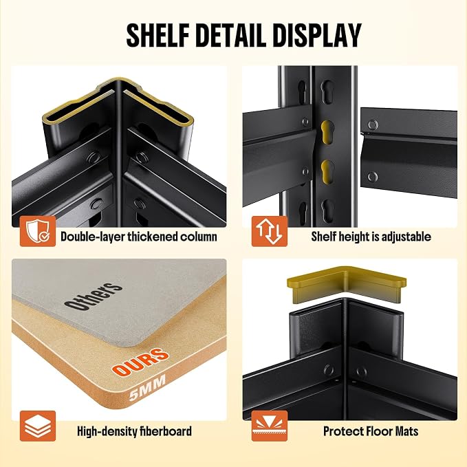 71.2''H Storage Shelves, 2000lbs Garage Shelving, Adjustable Heavy Duty - Image 5