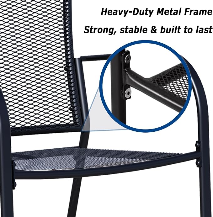 Patio Dining Chairs Set of 4, Metal Mesh Patio Furniture Set - Image 5