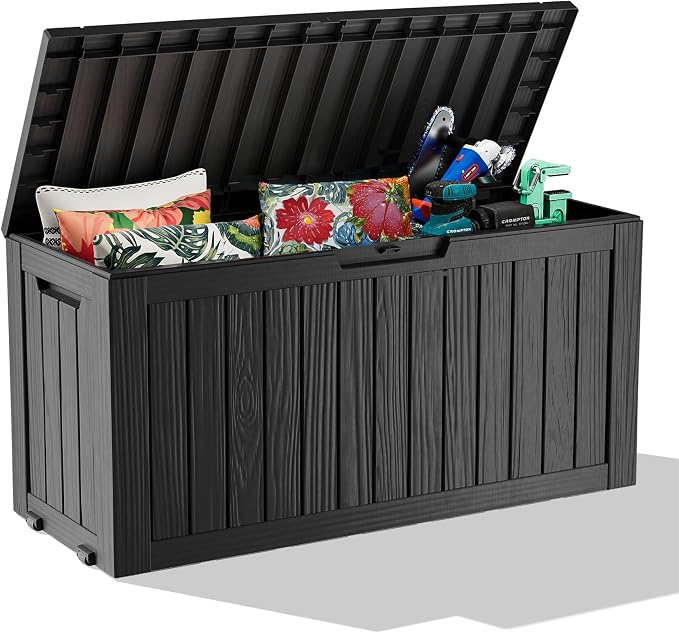 90 Gal Waterproof Outdoor Storage Box UV Resistant Deck Box | Large resin by EASYUP