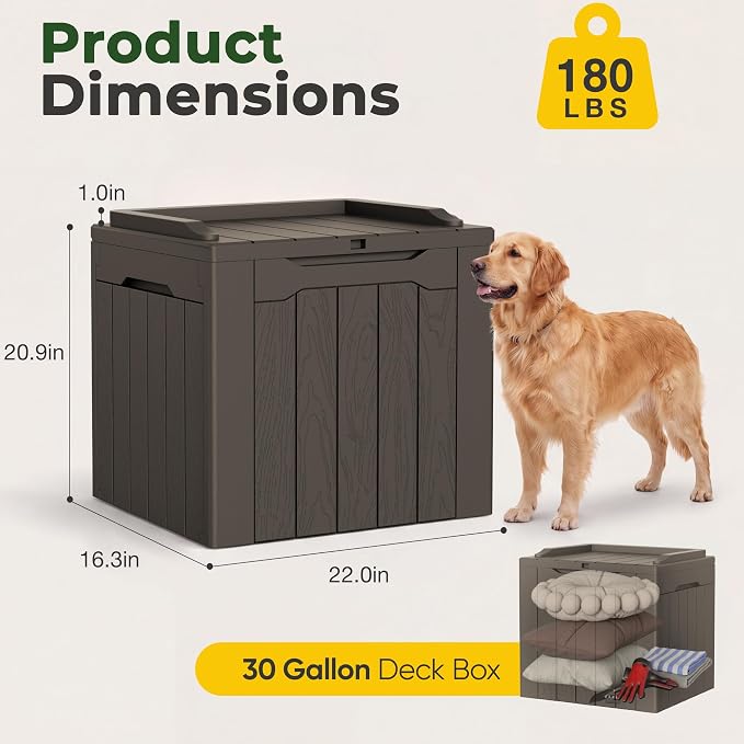 Flamaker 2 Pack Deck Box 31 Gallon Waterproof Resin Storage Box - Image 5