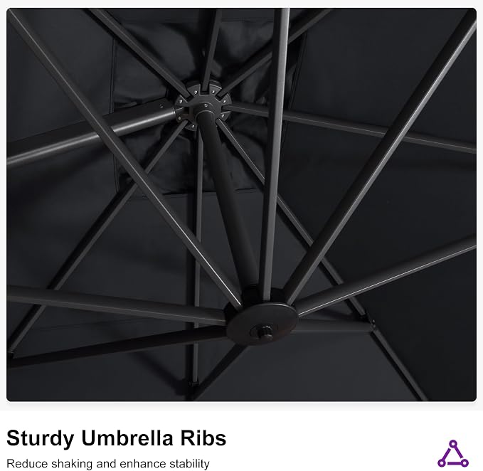 PURPLE LEAF Patio 11.5' x 11.5' Telescopic Umbrella - Image 8