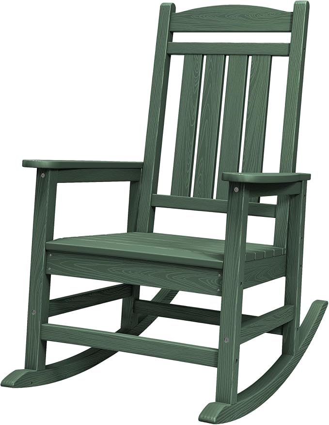 SERWALL Rocking Chair Outdoor, Oversized HDPE Patio Rocking Chairs, Porch Rocker by SERWALL