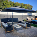 PURPLE LEAF Cantilever Umbrella 9' X 12' Patio Umbrella Double Top Grey | by PURPLELEAF