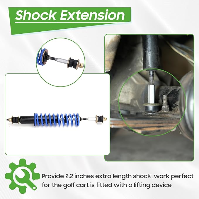 10L0L Golf Cart Front Rear Shock Absorber Set with Shock Absorber Extension Rod - Coil Over Heavy Duty Shock Absorber Bolt for EZGO Medalist/EZ GO TXT 1994+ G& E Replaces OEM# 70630-G01