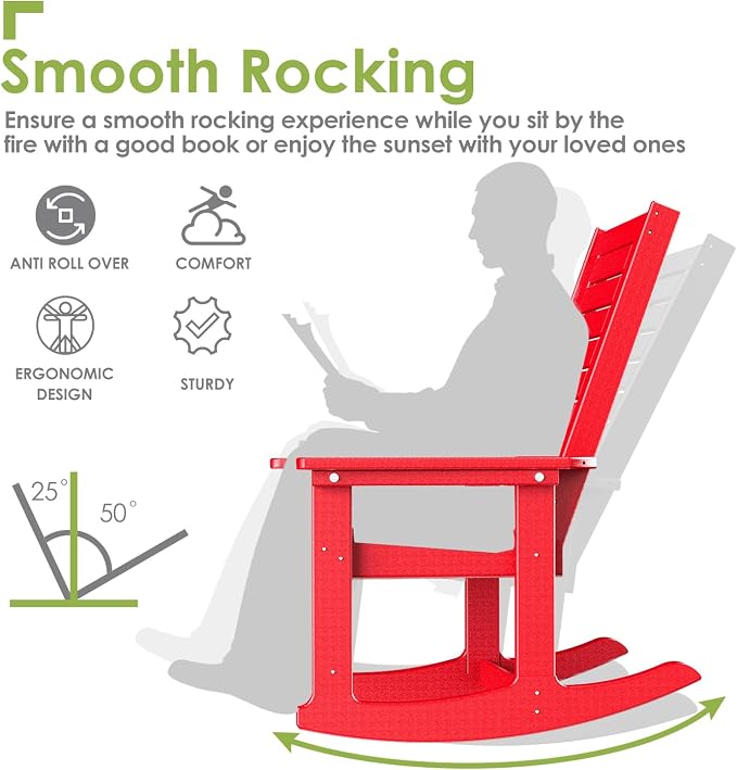 GREENVINES Oversized Outdoor Rocking Chairs Set of 2, HDPE Rocker - Image 4