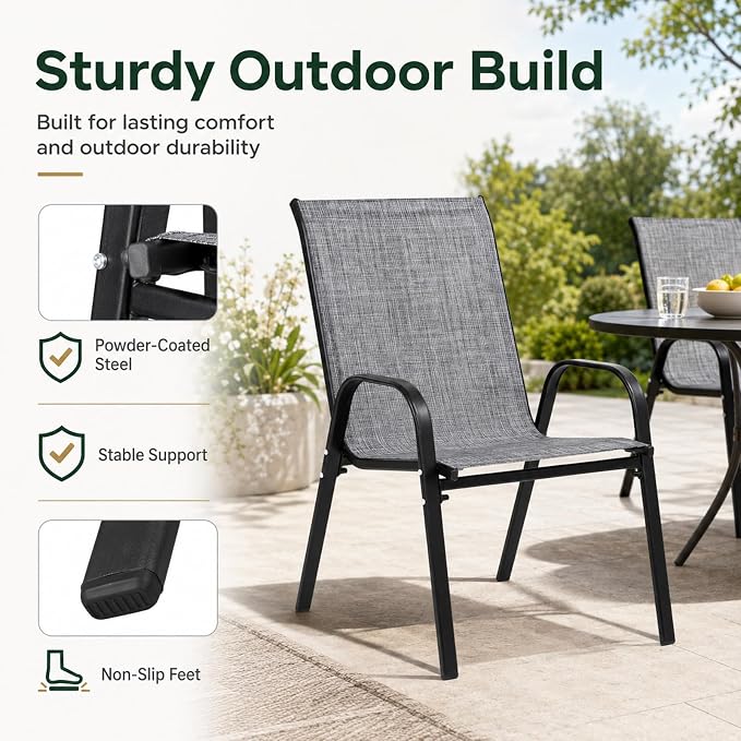 Majnesvon Outdoor Patio Chairs Set of 4, Stackable Patio Chairs, Front Porch - Image 3