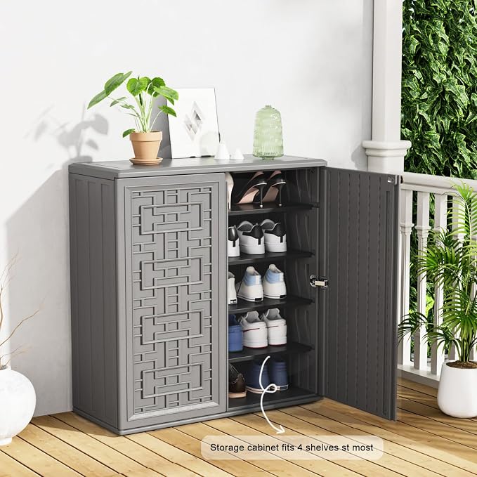 Outdoor Storage Cabinet Waterproof, Resin 62 Gallon Deck Box - Image 5