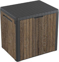 Keter Premium Everwood 30 Gal Outdoor Storage Box and Patio Side Table | Walnut by Unknown