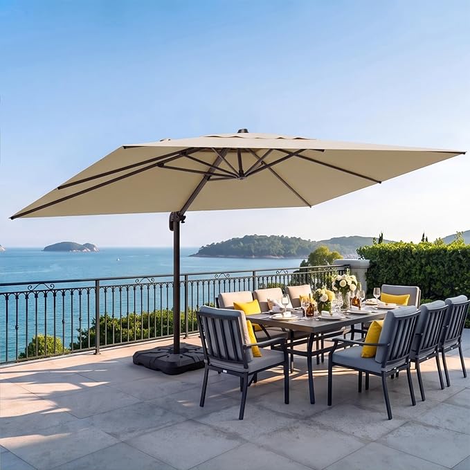 9x12 FT Patio Cantilever Umbrella, Rectangular Heavy Duty Offset Umbrella - Image 6