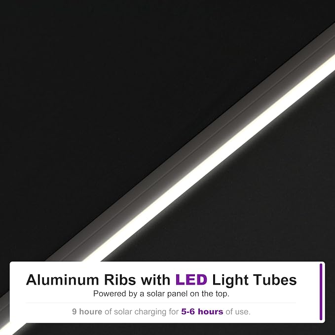 PURPLE LEAF Cantilever Umbrella 9' X 9' Solar LED Light Patio Deck, Stays bright - Image 4