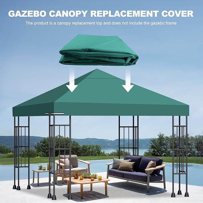 10x10 Gazebo Canopy Replacement Top, 300D High-Density Waterproof Single Layer - Image 5