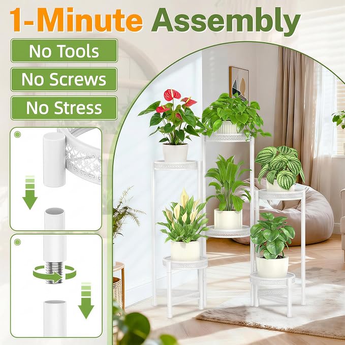 iDavosic.ly Plant Stand Indoor Outdoor, 6 Tier Iron Corner Shelf, Folding Multi - Image 3