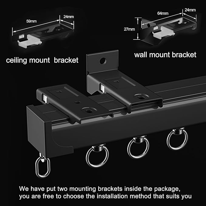Curtain Track Ceiling Mounted Rail for Curtains, Drapes, and Room Dividers Ceiling or Wall Mount Curtain Track Room Divider-Sliding Curtain Rail