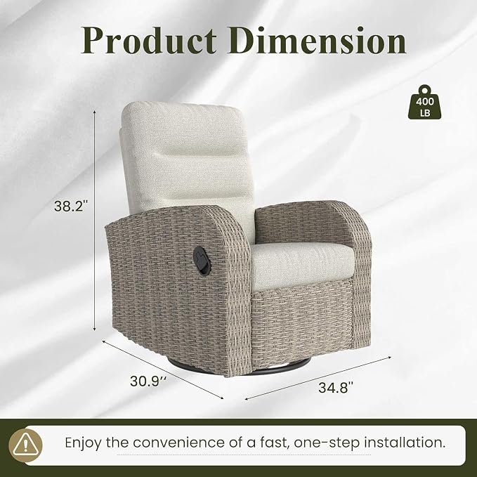 Oversized Wicker Outdoor Swivel Glider Recliner - Image 2