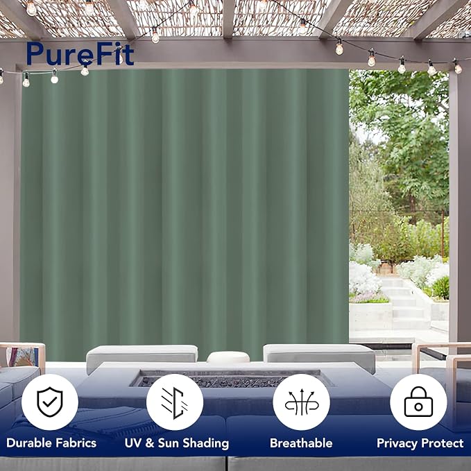PureFit Outdoor Curtains for Patio Waterproof Weatherproof Outside Curtains | - Image 3