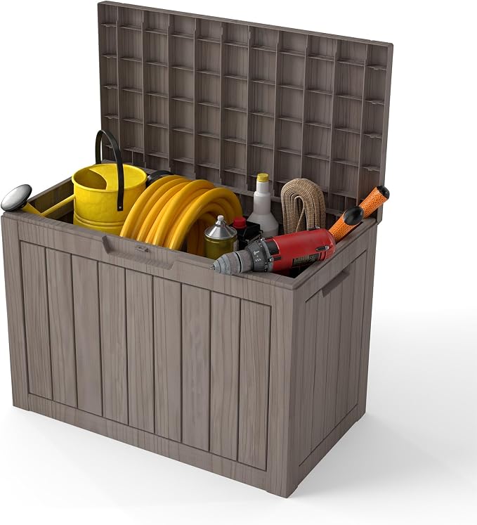 Outdoor Storage Box, 50 Gallon Waterproof Deck Box, Snap-Together Storage Bin by GraceYourYard