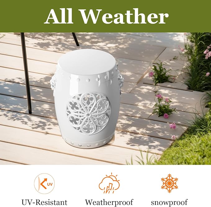 PatioZen 3-in-1 Drum Indoor/Outdoor Garden Stool, Lightweight, Realistic Lion - Image 5