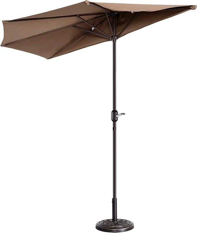 Half Patio Umbrella - 9ft Outdoor Patio Canopy - Condo by PureGarden