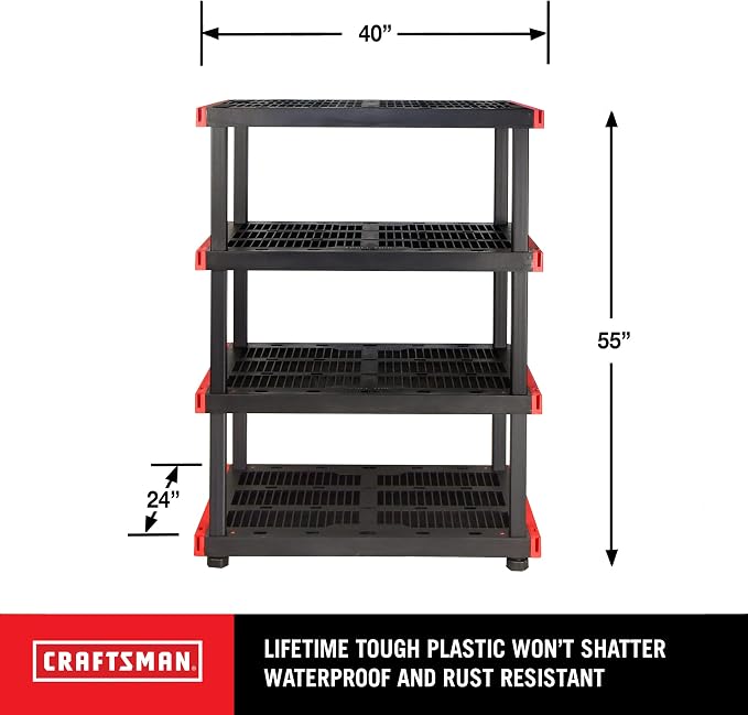 CX Craftsman 4-Tier Heavy Duty Plastic Storage Shelves, Garage Organization | - Image 3