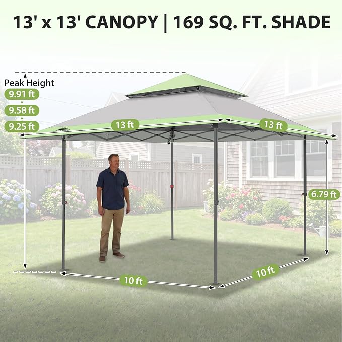 EAGLE PEAK 13x13 Pop Up Canopy Tent, Auto Extended Eaves, Heavy Duty Outdoor - Image 3