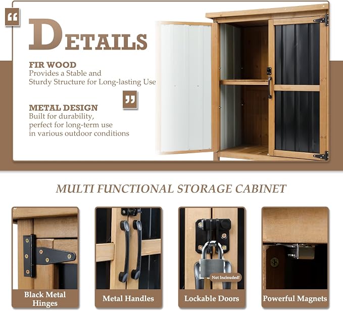Small Outdoor Storage Cabinet for Patio, Weatherproof Lockable Deck Storage | - Image 7